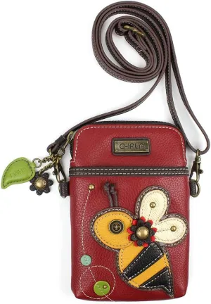 CHALA Cell Phone Crossbody Purse-Women PU Leather/Canvas Multicolor Handbag with Adjustable Strap