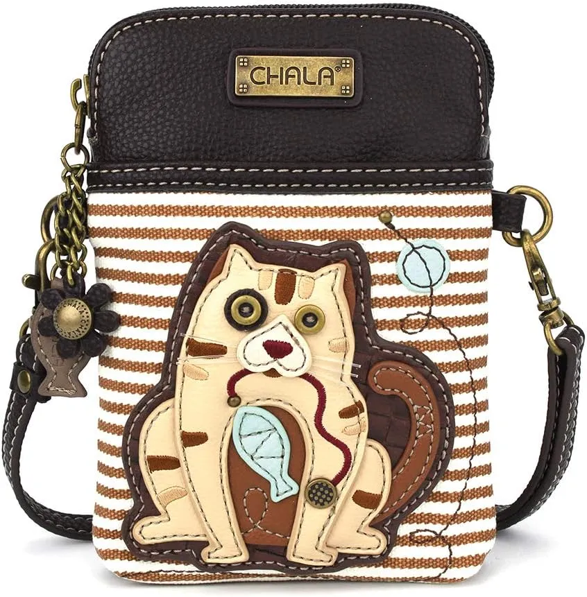 CHALA Cell Phone Crossbody Purse-Women PU Leather/Canvas Multicolor Handbag with Adjustable Strap