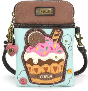 CHALA Cell Phone Crossbody Purse-Women PU Leather/Canvas Multicolor Handbag with Adjustable Strap