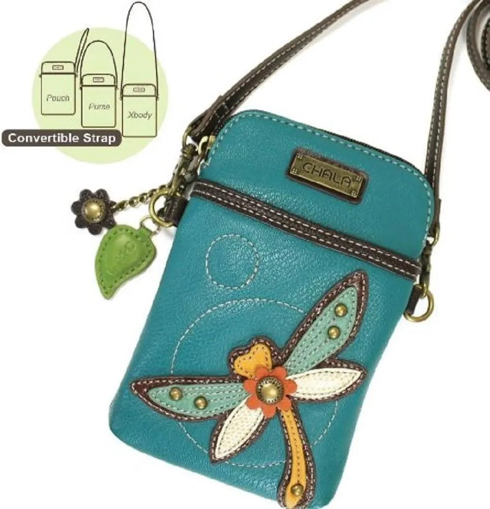CHALA Cell Phone Crossbody Purse-Women PU Leather/Canvas Multicolor Handbag with Adjustable Strap