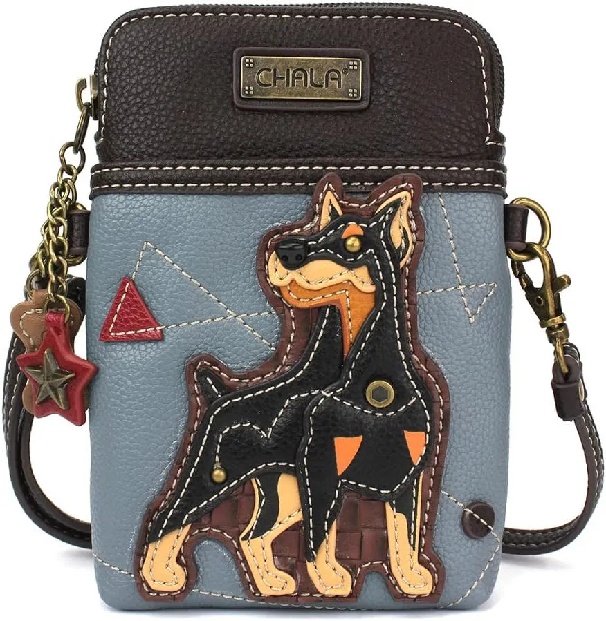 CHALA Cell Phone Crossbody Purse-Women PU Leather/Canvas Multicolor Handbag with Adjustable Strap