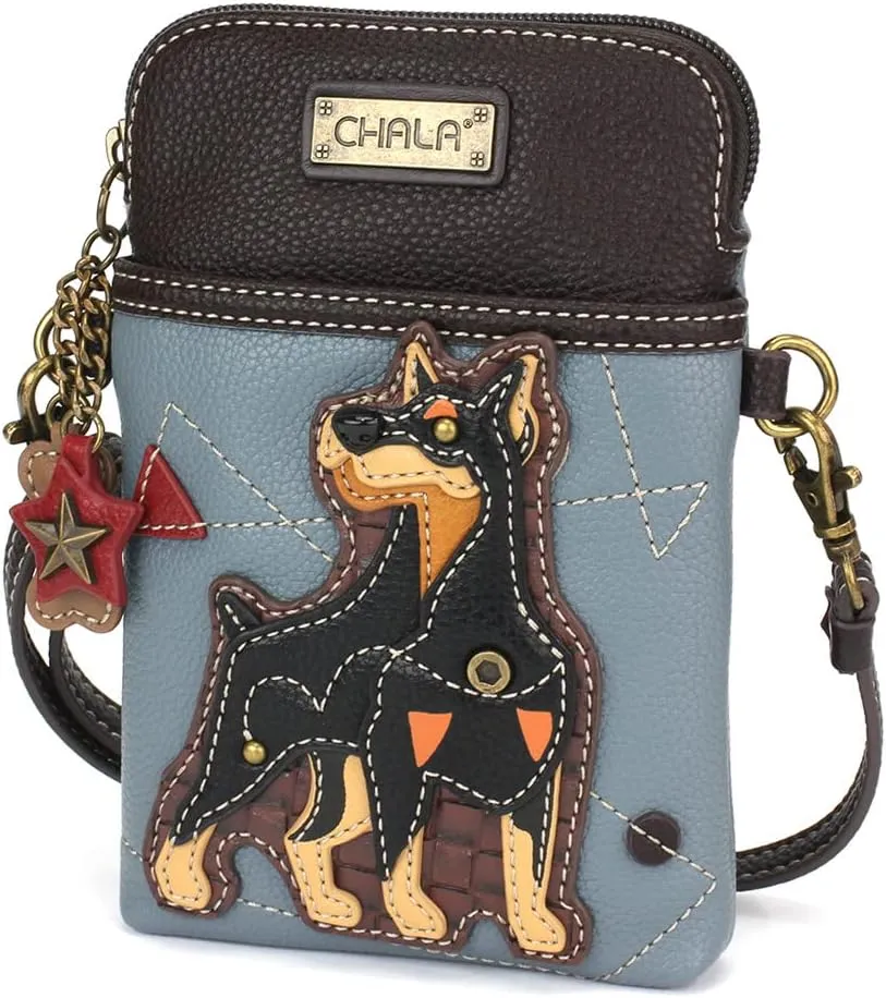 CHALA Cell Phone Crossbody Purse-Women PU Leather/Canvas Multicolor Handbag with Adjustable Strap