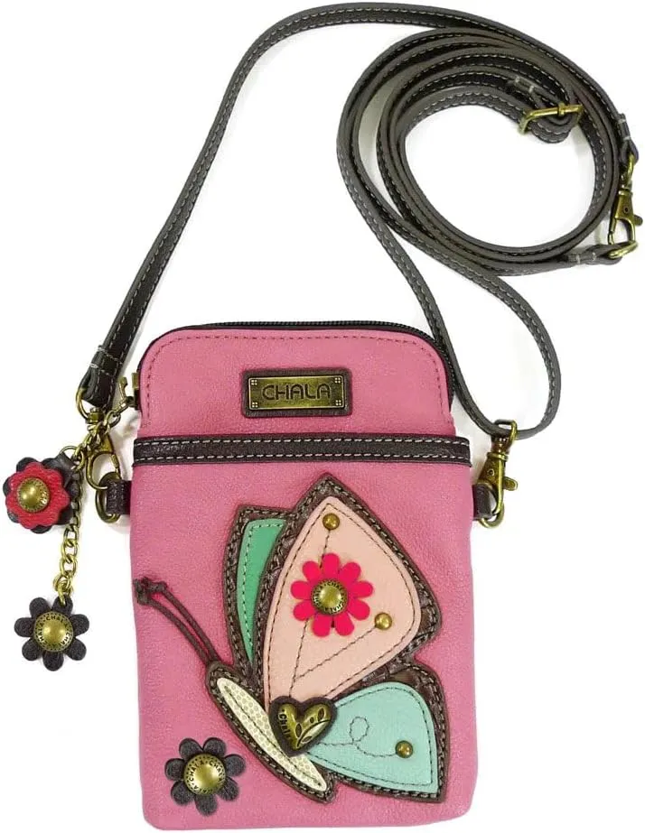CHALA Cell Phone Crossbody Purse-Women PU Leather/Canvas Multicolor Handbag with Adjustable Strap