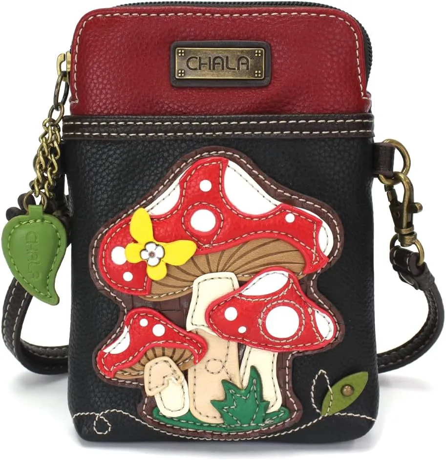 CHALA Cell Phone Crossbody Purse-Women PU Leather/Canvas Multicolor Handbag with Adjustable Strap