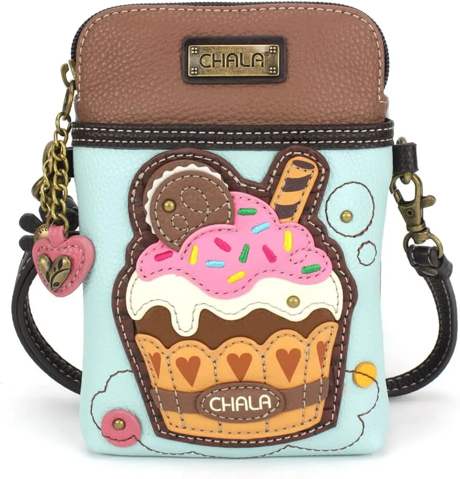CHALA Cell Phone Crossbody Purse-Women PU Leather/Canvas Multicolor Handbag with Adjustable Strap