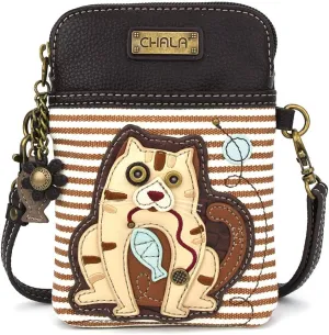 CHALA Cell Phone Crossbody Purse-Women PU Leather/Canvas Multicolor Handbag with Adjustable Strap