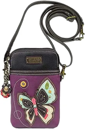 CHALA Cell Phone Crossbody Purse-Women PU Leather/Canvas Multicolor Handbag with Adjustable Strap