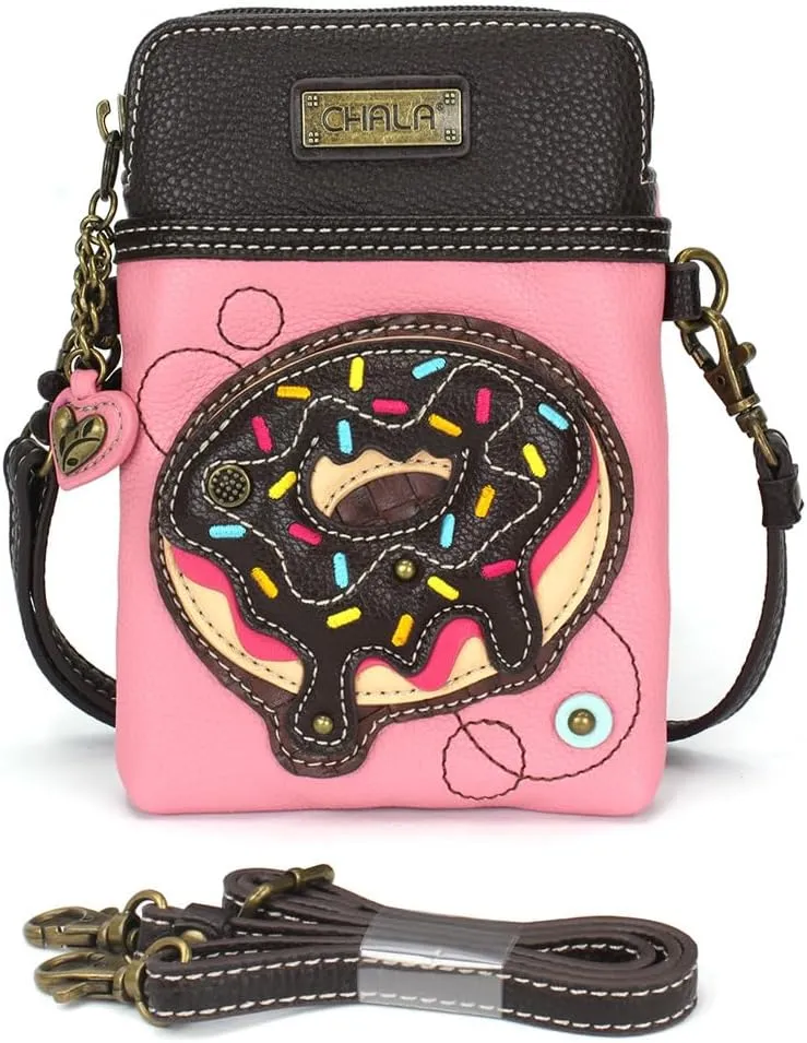 CHALA Cell Phone Crossbody Purse-Women PU Leather/Canvas Multicolor Handbag with Adjustable Strap