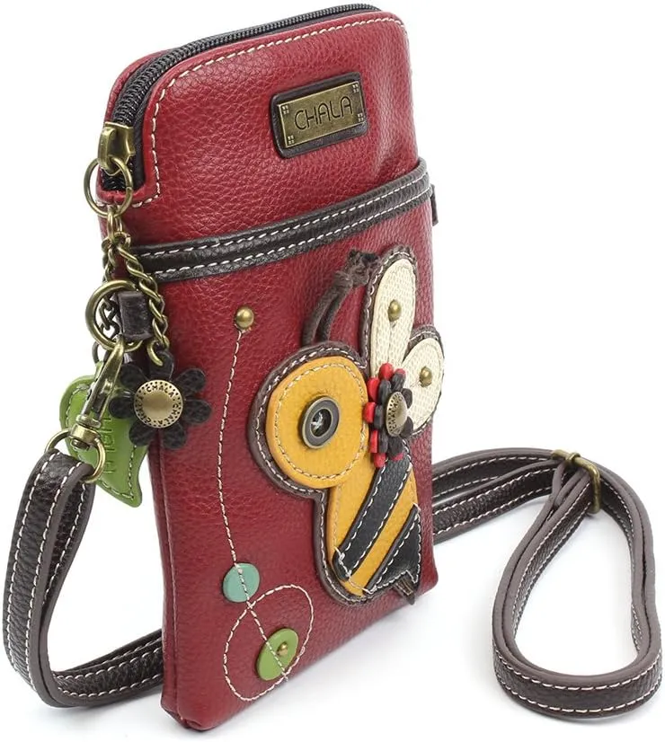 CHALA Cell Phone Crossbody Purse-Women PU Leather/Canvas Multicolor Handbag with Adjustable Strap