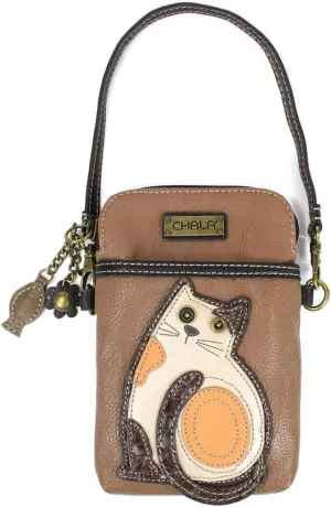 CHALA Cell Phone Crossbody Purse-Women PU Leather/Canvas Multicolor Handbag with Adjustable Strap