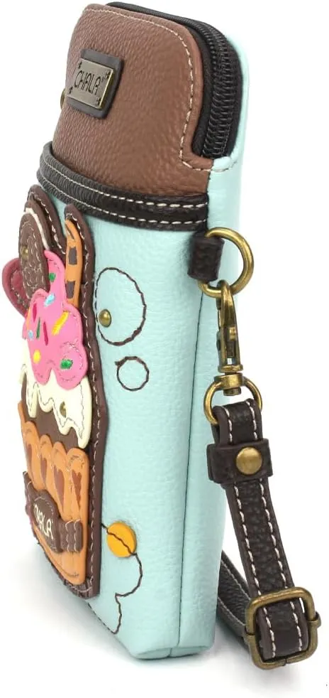 CHALA Cell Phone Crossbody Purse-Women PU Leather/Canvas Multicolor Handbag with Adjustable Strap