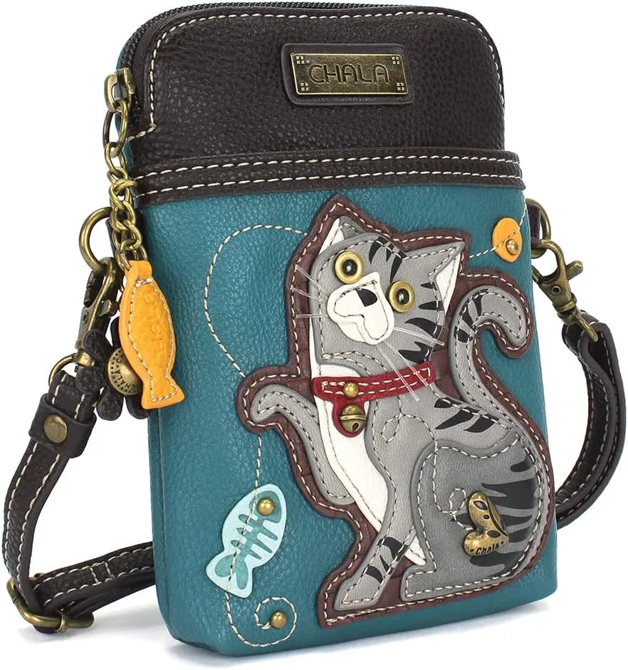 CHALA Cell Phone Crossbody Purse-Women PU Leather/Canvas Multicolor Handbag with Adjustable Strap