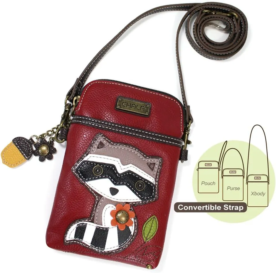 CHALA Cell Phone Crossbody Purse-Women PU Leather/Canvas Multicolor Handbag with Adjustable Strap