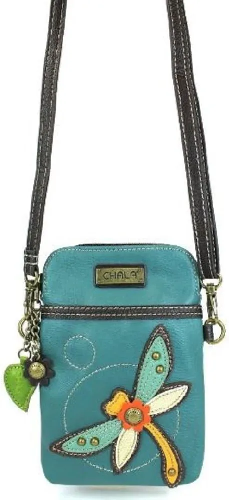 CHALA Cell Phone Crossbody Purse-Women PU Leather/Canvas Multicolor Handbag with Adjustable Strap