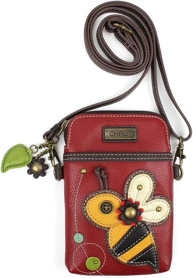 CHALA Cell Phone Crossbody Purse-Women PU Leather/Canvas Multicolor Handbag with Adjustable Strap
