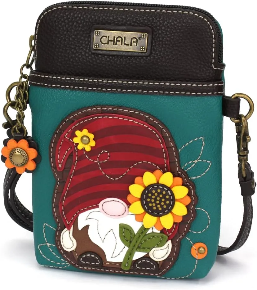 CHALA Cell Phone Crossbody Purse-Women PU Leather/Canvas Multicolor Handbag with Adjustable Strap
