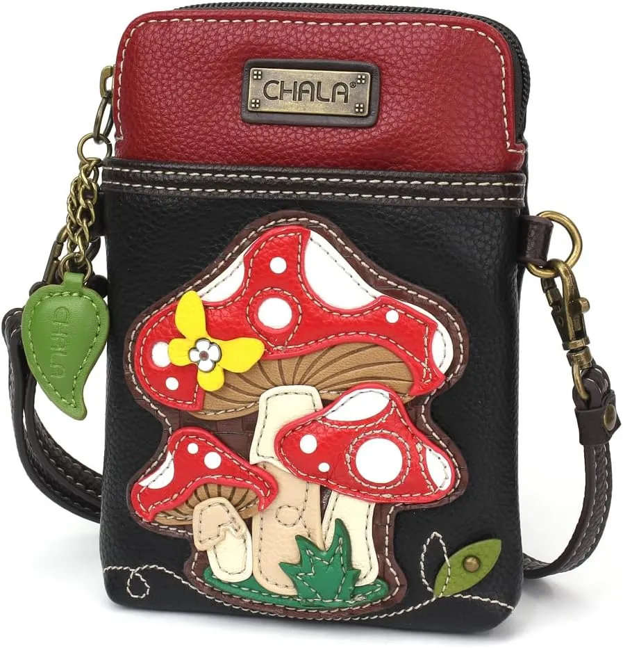 CHALA Cell Phone Crossbody Purse-Women PU Leather/Canvas Multicolor Handbag with Adjustable Strap