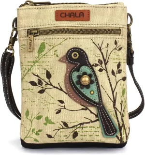 CHALA Double Pocket Xbody Women RFID Protected Canvas Crossody Purse with Adjustable Strap