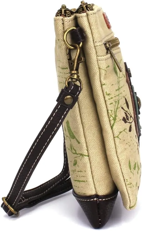 CHALA Double Pocket Xbody Women RFID Protected Canvas Crossody Purse with Adjustable Strap