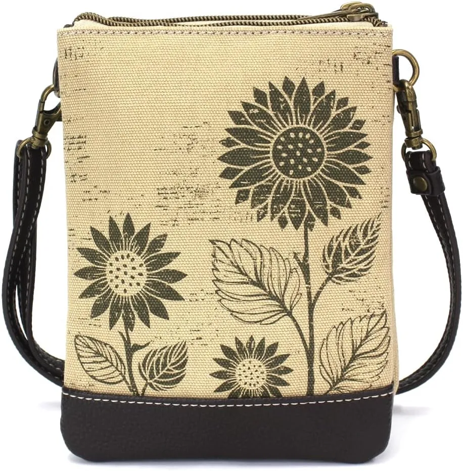 CHALA Double Pocket Xbody Women RFID Protected Canvas Crossody Purse with Adjustable Strap
