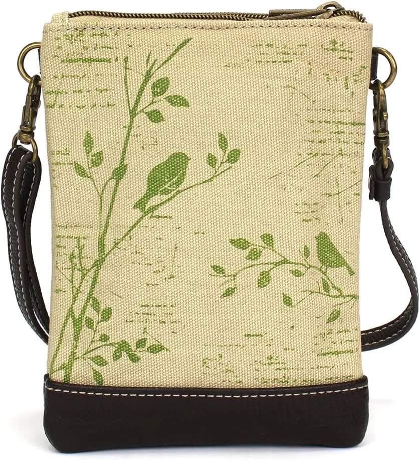 CHALA Double Pocket Xbody Women RFID Protected Canvas Crossody Purse with Adjustable Strap