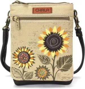 CHALA Double Pocket Xbody Women RFID Protected Canvas Crossody Purse with Adjustable Strap