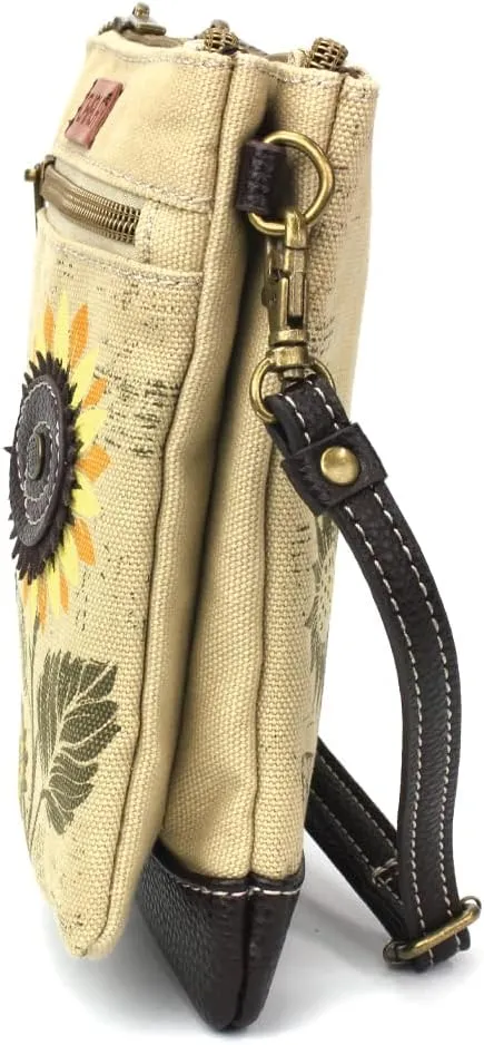 CHALA Double Pocket Xbody Women RFID Protected Canvas Crossody Purse with Adjustable Strap