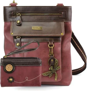 CHALA GEMINI Crossbody Faux Leather Gift Messenger Bag with Double Zip Wallet
