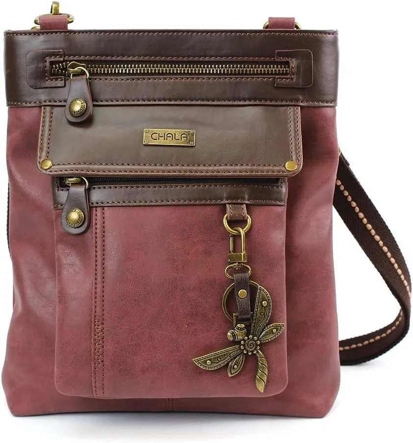CHALA GEMINI Crossbody Faux Leather Gift Messenger Bag with Double Zip Wallet