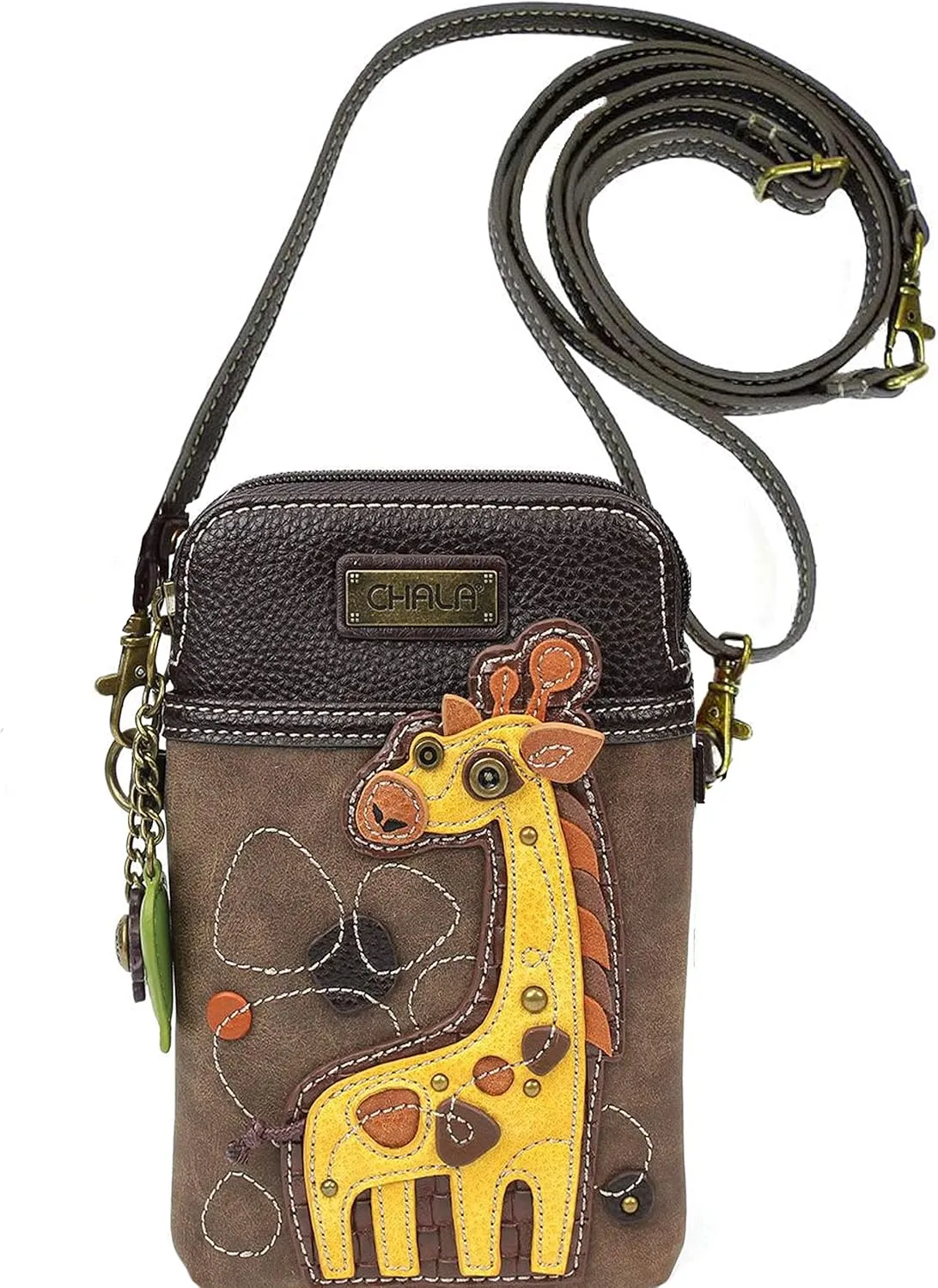 Chala Giraffe Cellphone Crossbody Handbag - Convertible Strap Giraffe Lovers, 5" x 7.5" x 1"