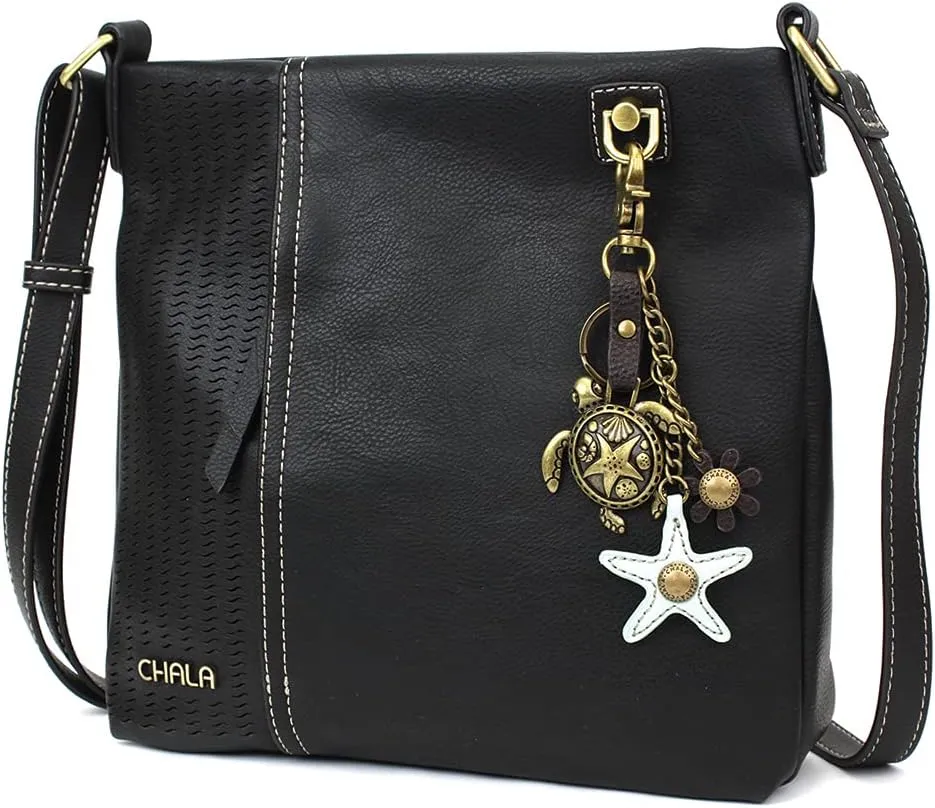 CHALA Laser Cut Crossbody Faux Leather Black