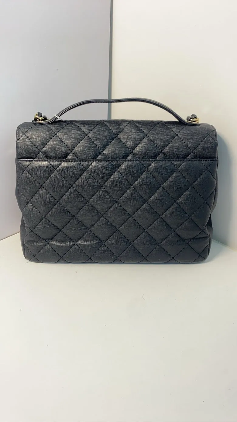 Chanel Classic Black Leather Messenger Bag