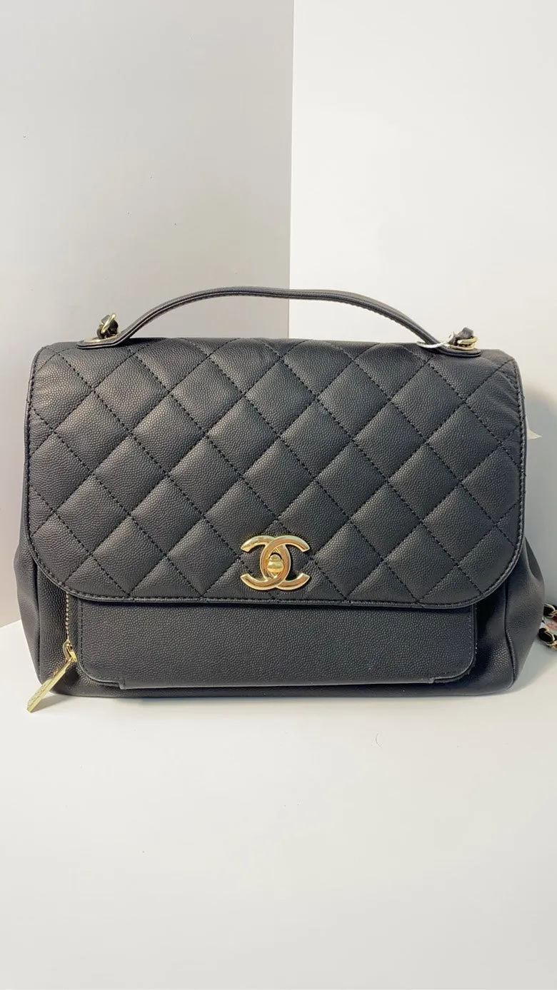 Chanel Classic Black Leather Messenger Bag