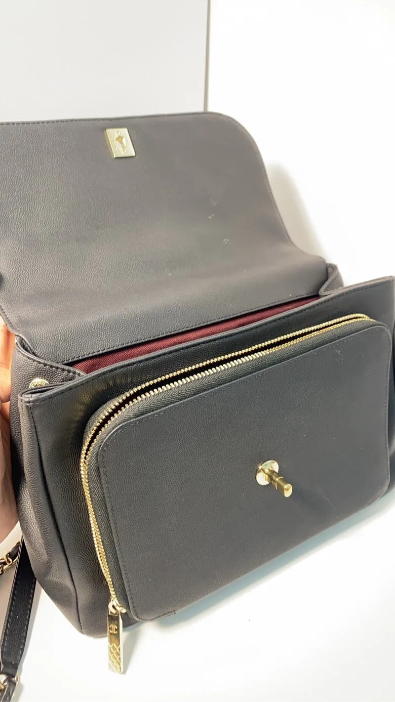Chanel Classic Black Leather Messenger Bag