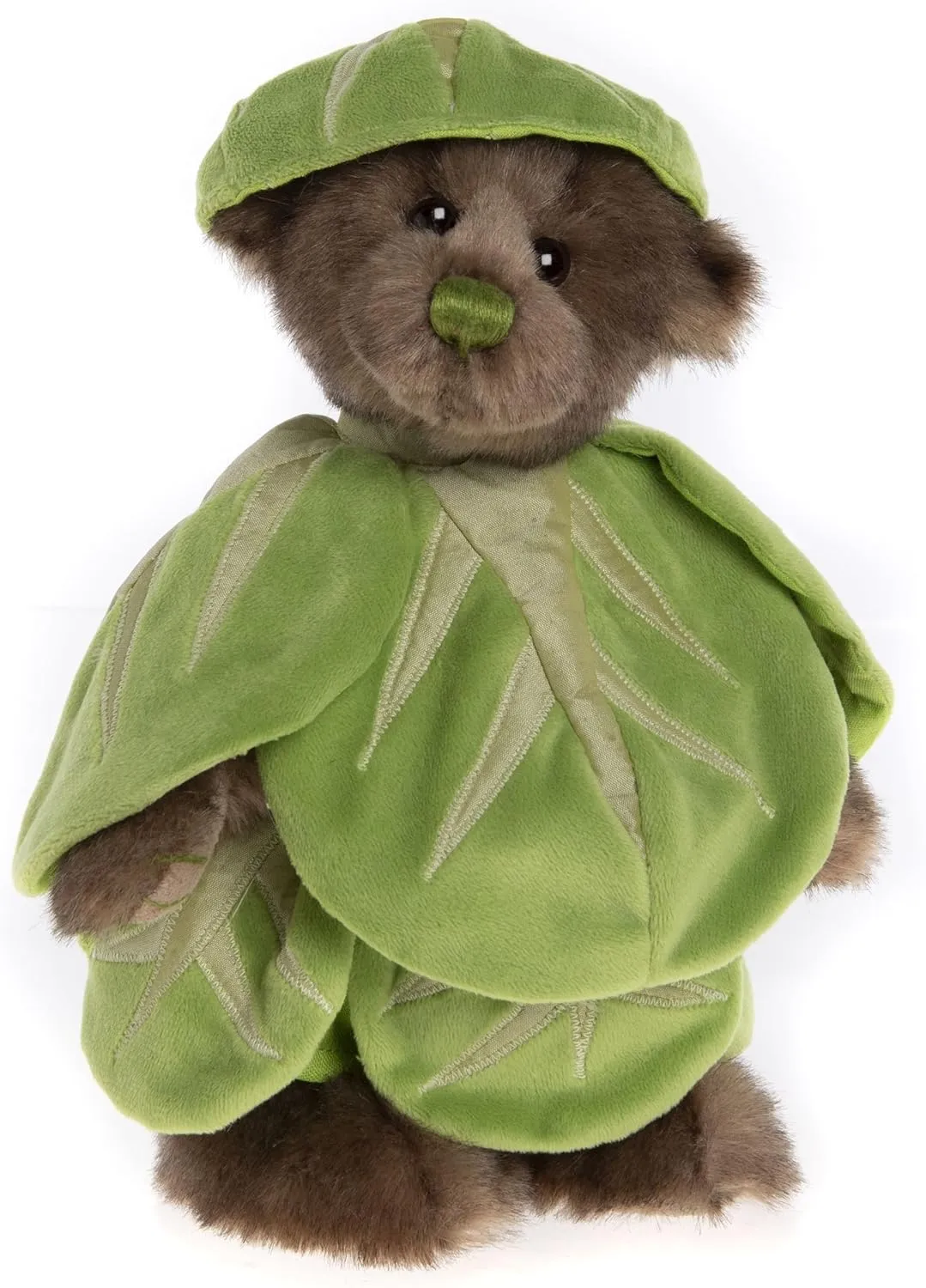 Charlie Bears - Gustus | 2023 Veggie Plot Series, Brown Plush Teddy Bear, Vegetable Costume Bear, Brussel Sprout, Handmade, Collectable, Fully Jointed
