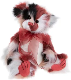 Charlie Bears - Paprika | Plush Collection, 2024 Labyrinth Collection, Plush Teddy Bear, Stuffed Animal, Red, White and Black Bear with Bow, 13 Inches, Fully Jointed, Handmade