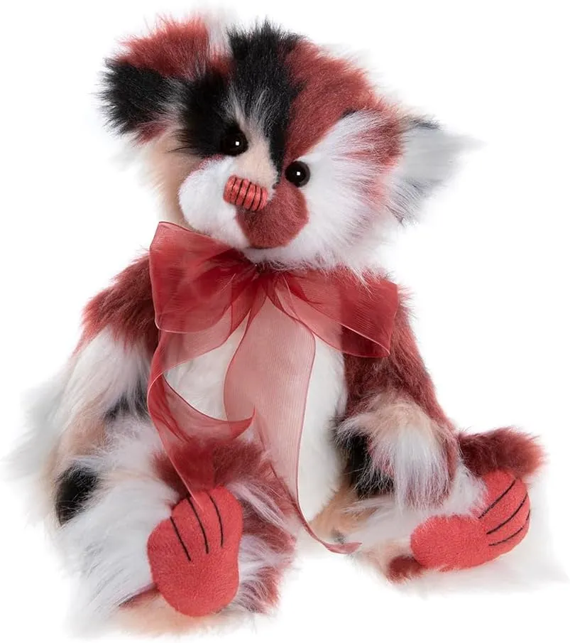Charlie Bears - Paprika | Plush Collection, 2024 Labyrinth Collection, Plush Teddy Bear, Stuffed Animal, Red, White and Black Bear with Bow, 13 Inches, Fully Jointed, Handmade