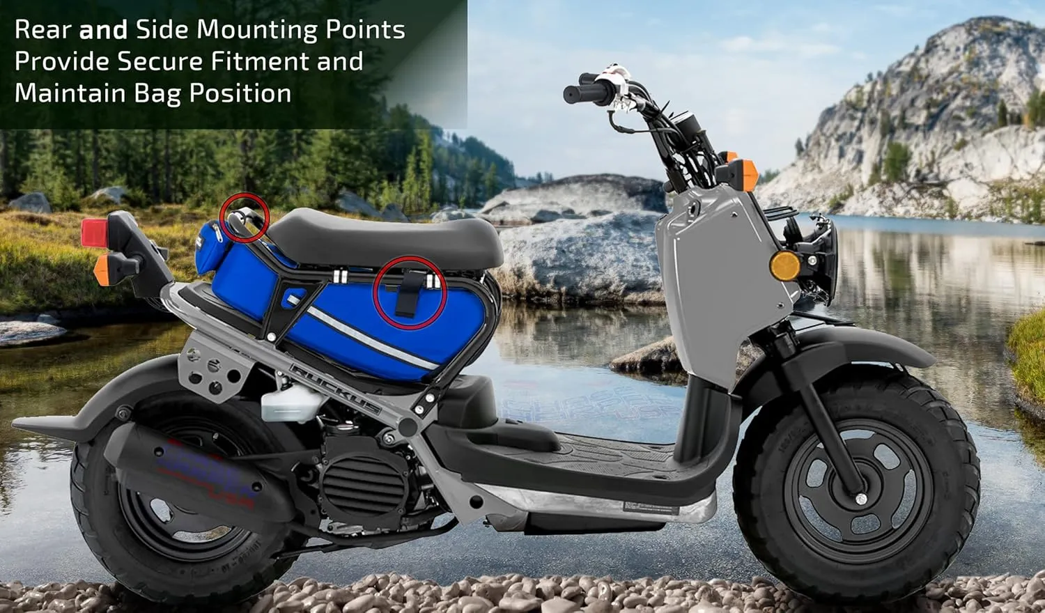 Chase HarperUSA 5000 Under The Seat Bag - 2020 Model - Compatible with All Honda Ruckus Model Years - Water and Tear-Resistant Industrial Grade Ballistic Nylon-Blue