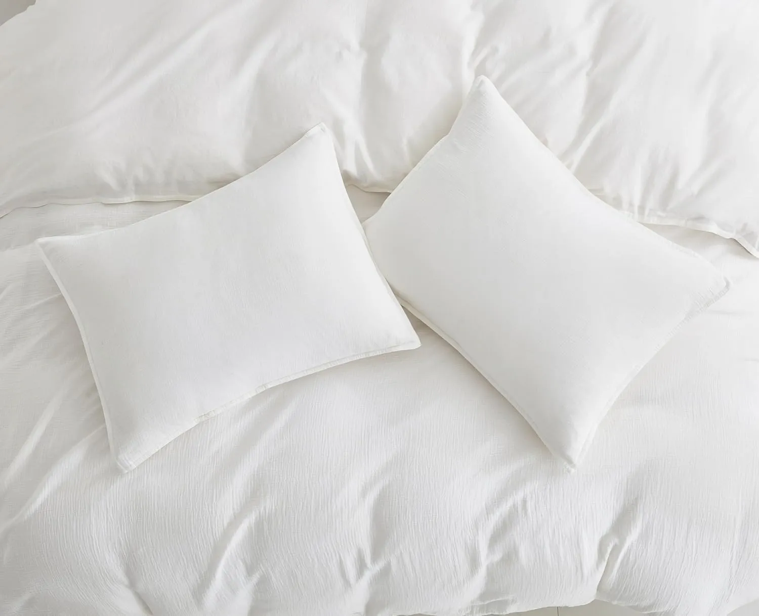 Chezmoi Collection Breeze 3-Piece Cotton Gauze Queen Duvet Cover Set, White Soft Washed Cotton Linen Like Textured Breathable Comforter Cover with Button Closure
