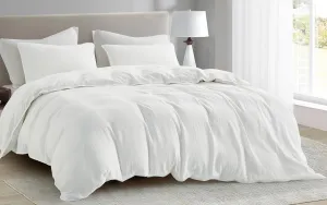 Chezmoi Collection Breeze 3-Piece Cotton Gauze Queen Duvet Cover Set, White Soft Washed Cotton Linen Like Textured Breathable Comforter Cover with Button Closure