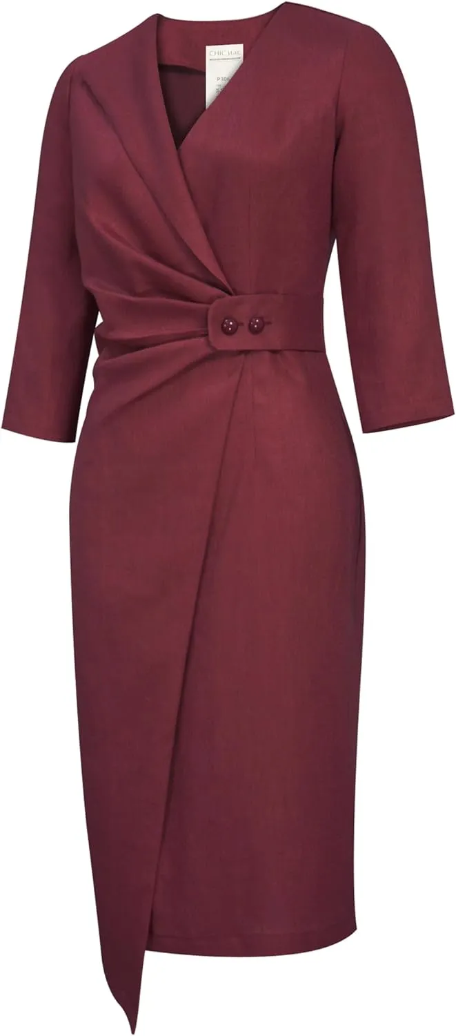 CHIC STAR Womens Linen Wrap Dress