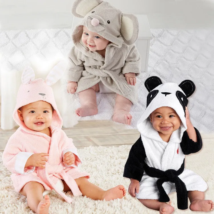 Children's clothing boys girls Robes cartoon baby bathrobe Sleepwear and Robe Pink rabbit bear