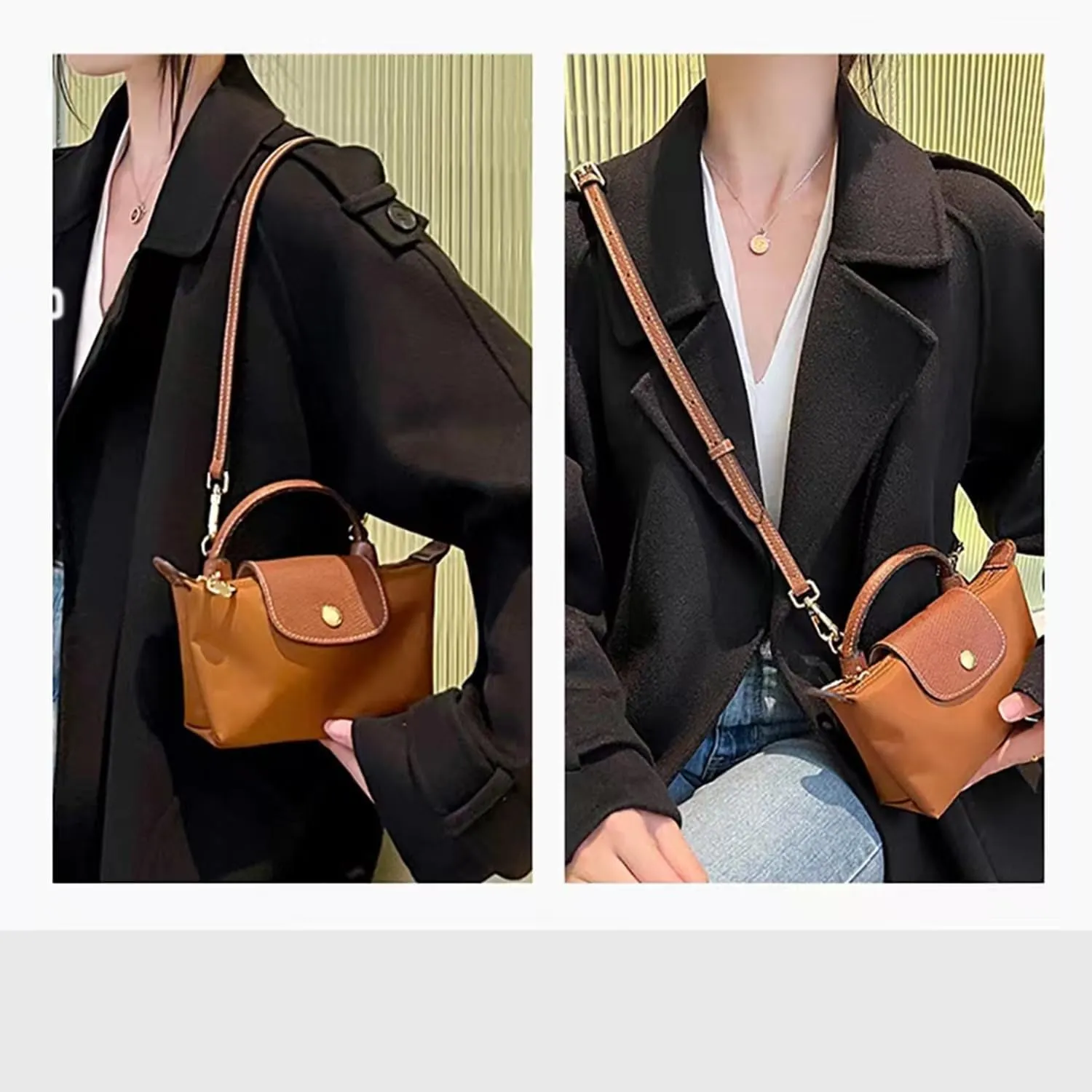 Chispee Bag Strap Set Leather Shoulder Strap Set Bag Transformation Purse Strap Extender Leather Purse Straps Replacement for Crossbody Bag (Black Silver