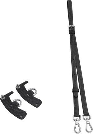 Chispee Bag Strap Set Leather Shoulder Strap Set Bag Transformation Purse Strap Extender Leather Purse Straps Replacement for Crossbody Bag (Black Silver