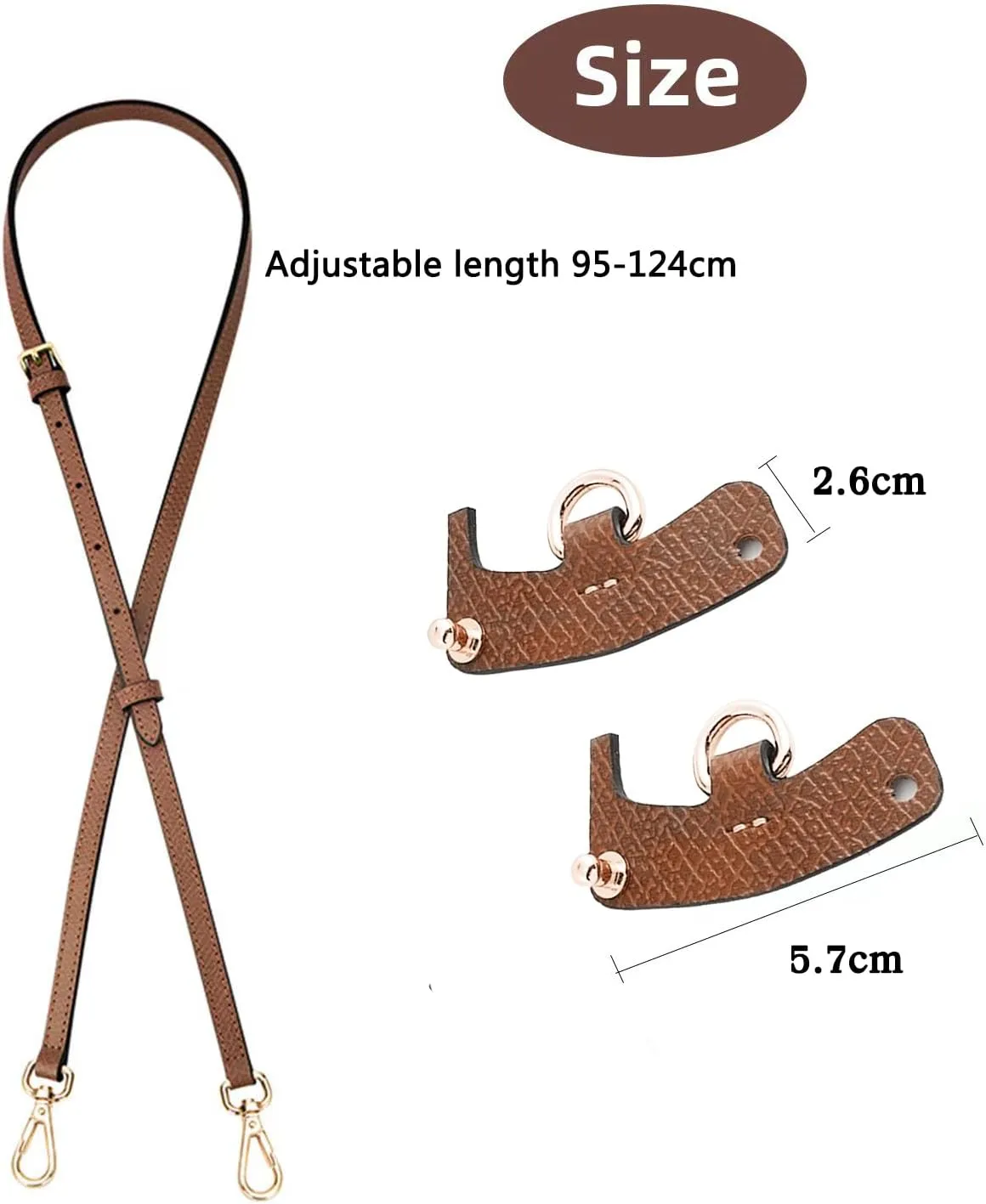 Chispee Bag Strap Set Leather Shoulder Strap Set Bag Transformation Purse Strap Extender Leather Purse Straps Replacement for Crossbody Bag (Black Silver
