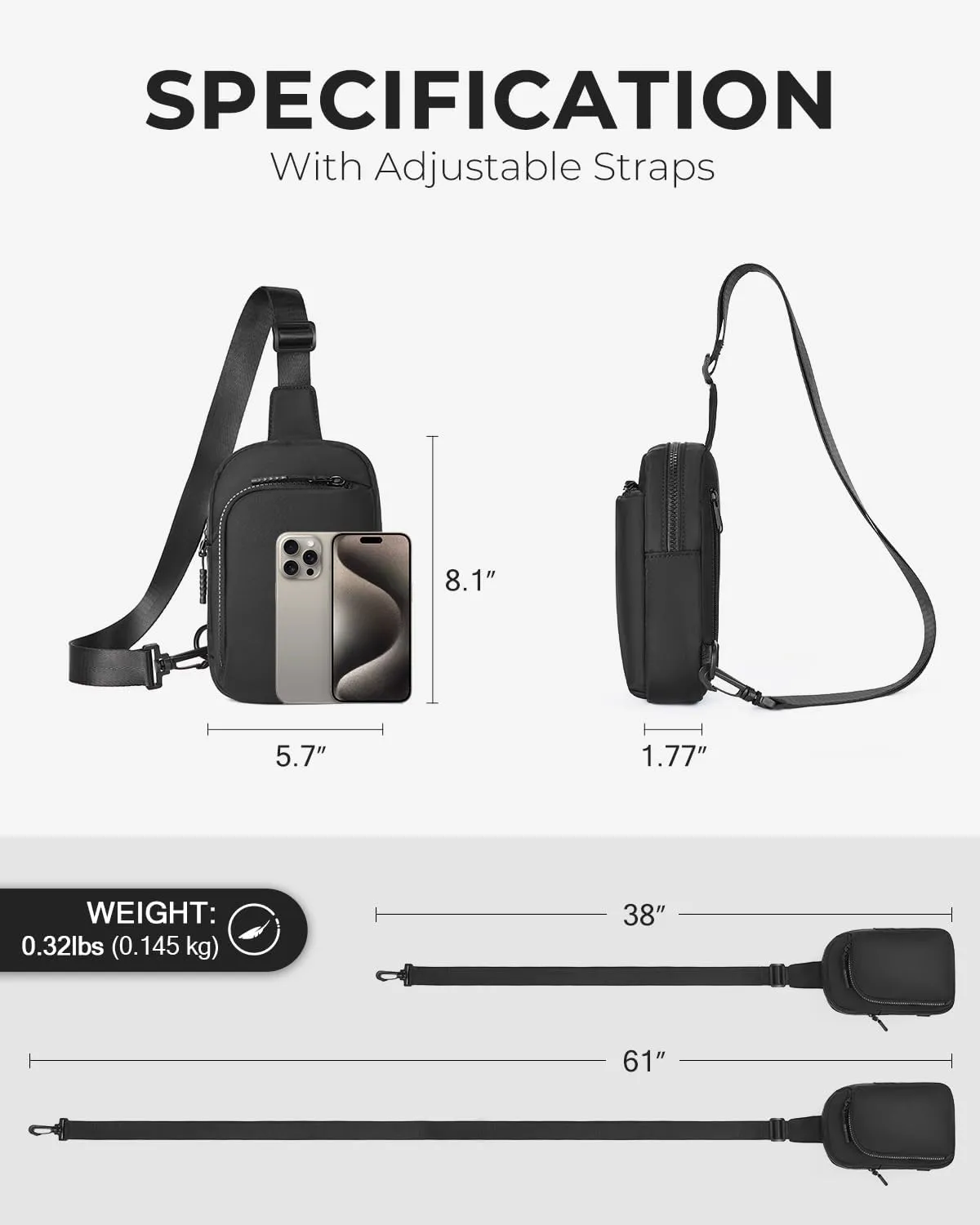 CHOLISS Small Crossbody Bags for Women and Men, Sling Bag for Women and Men Trendy, Fanny Packs Chest Bag with Extended Strap