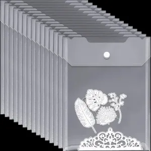 Clabby 30 Pieces Large Stamp and Clear Die Storage Pockets Scrapbooking Storage Envelopes Cutting Dies Stencil Organizer Holder Album Embossing Crafts Card(7 x 9.4 Inch)
