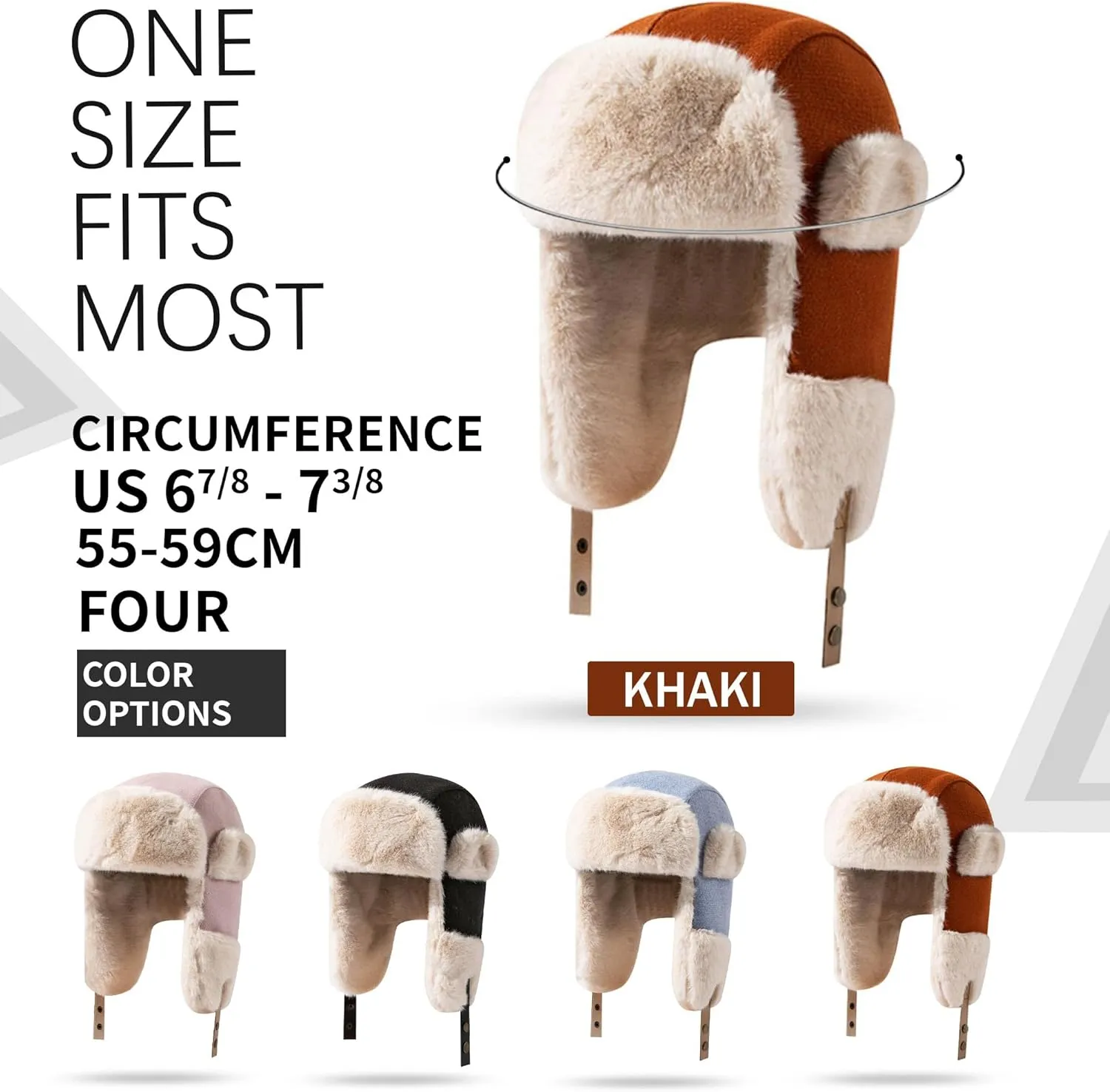 CLAPE Winter Trapper Hats Warm Russian Trooper Faux Fur Hat with Ear Flap Aviator Cap Unisex Ushanka Hat for Hunting