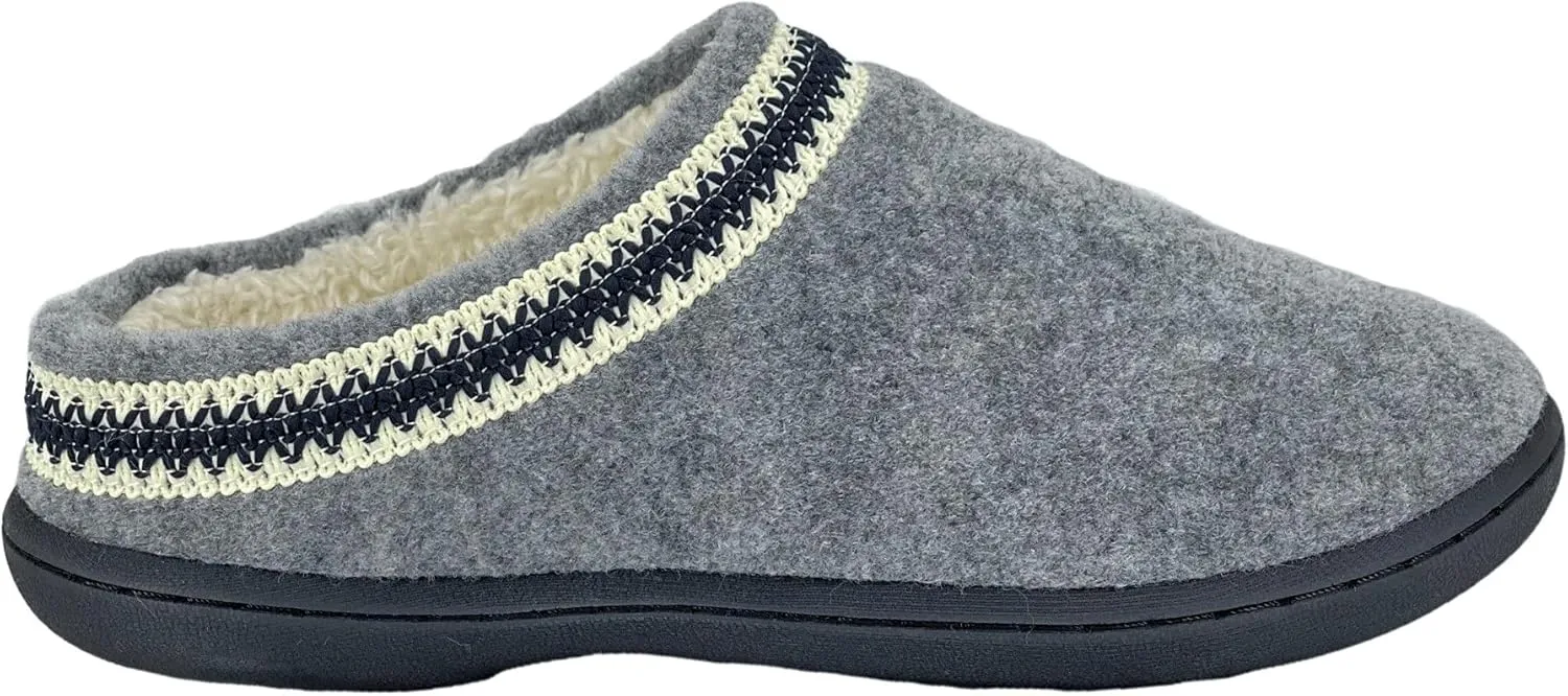 Clarks Womens Wool Felt Clog Slippers JMH1319T - Warm Cozy Plush Faux Fur Lined - Indoor Outdoor House Slipper for Women