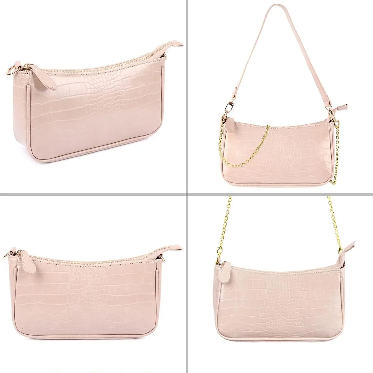 Classic Vegan Leather Crossbody Handbag - Quilted Shoulder Bag Rectangle Camera Travel Purse Satchel, Round Messenger